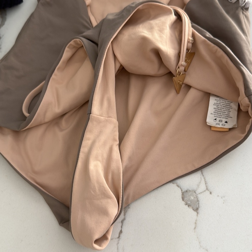 Bond-Eye Sunday Session Taupe Embroidery Lace Up Reversible Thong One Piece Swim - Picture 10 of 16